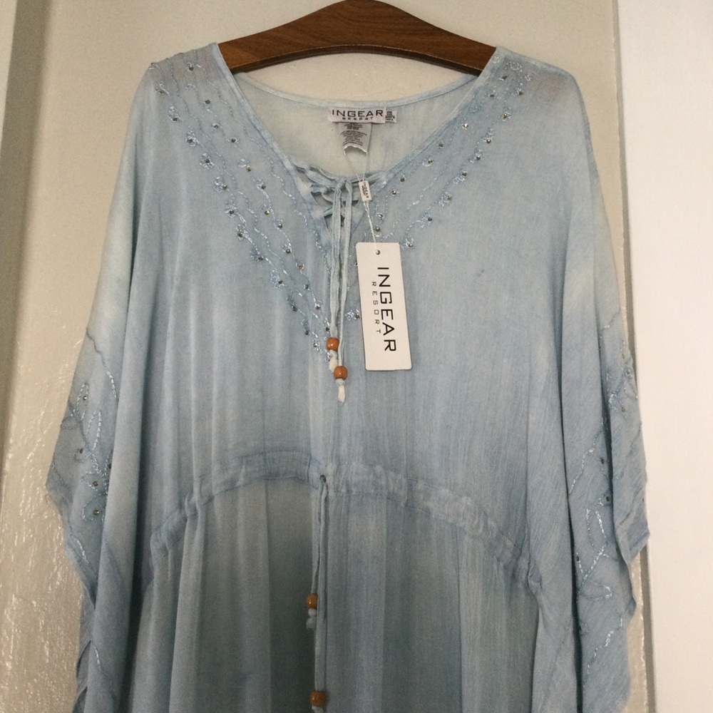 INGEAR Light Blue Embellished Peasant Tunic